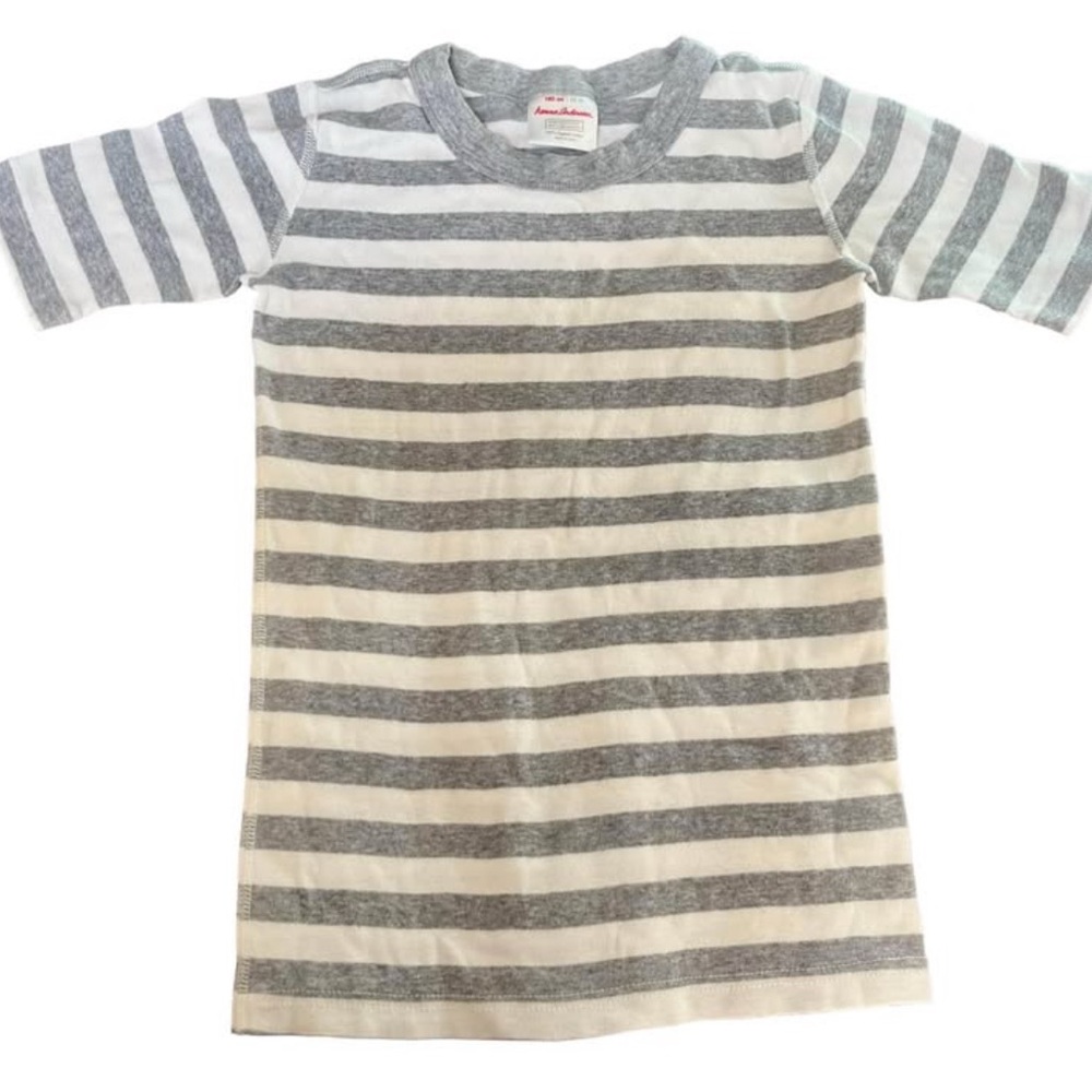Hanna Andersson Gray and White Striped Pajama Top Short Sleeve size 10